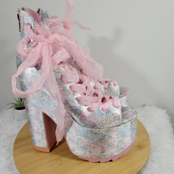 SANRIO x YRU Ballet Bae Little Twins lace up platform fairy cosplay chunky heels - Picture 5 of 13